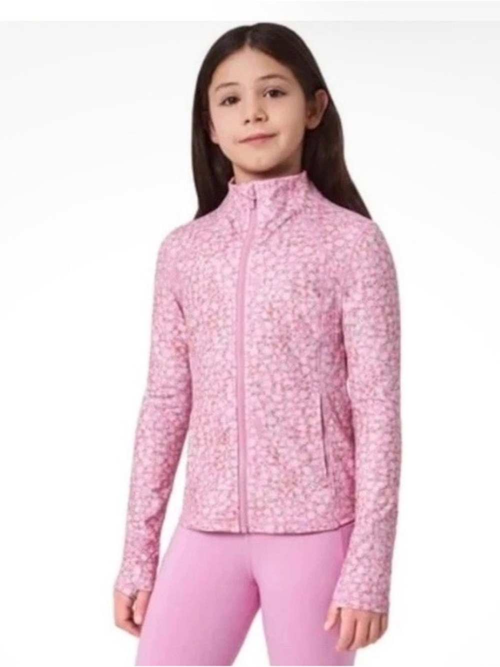 Mondetta Girls' Pink Floral Full-Zip Jacket